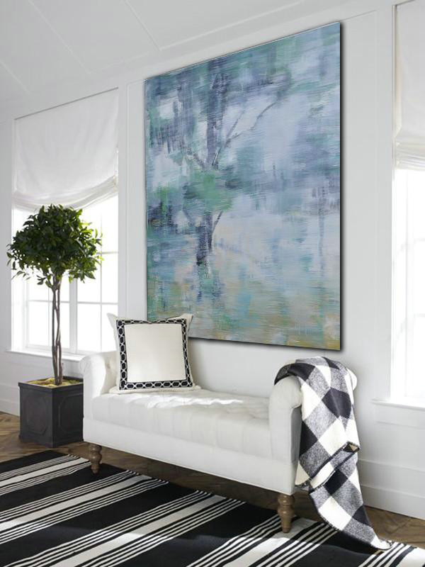 Large Abstract Art Handmade Painting,Oversized Abstract Landscape Oil Painting,Huge Abstract Canvas Art,Gray,Green,White.etc